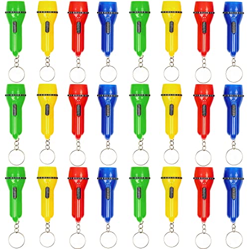 THE TWIDDLERS 24 Mini Latarka Brelok LED – Różne Kolory Latarek, Idealne Małe Latarki do Napełniania Toreb Imprezowych Dla Dzieci, Wielokolorowy