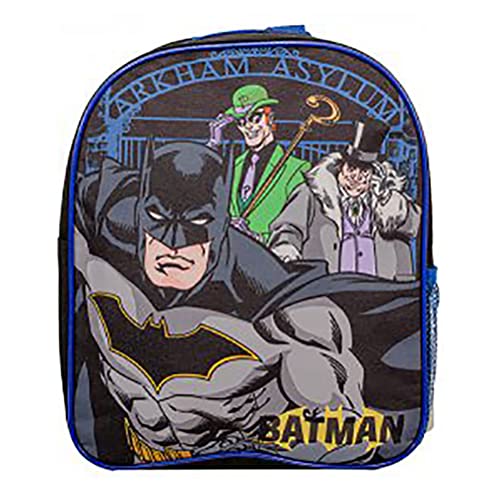 Mochila infantil con bolsillo lateral para niños y niñas, Batman - Joker y pingüino,