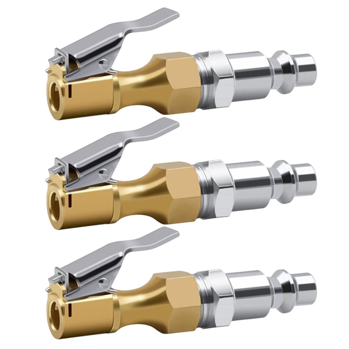 Unomor 3pcs Metal Air Chuck for Tire Golden Inflation Air Chuck Air Replace Chuck Reinforced Air Chuck