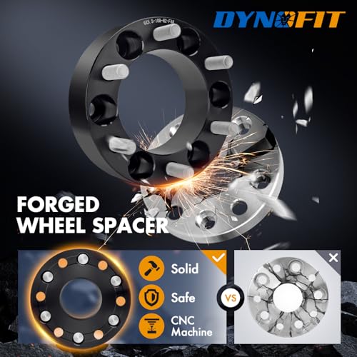 Image of dynofit 2in 6x5.5 Wheel Spacers for 1999-2026 Silverado Siera1500 Yukon | 2019-2026 Ram 1500, Forged Aluminum Spacers Set Kit Compatible with Chevrolet GMC Cadillac M14x1.5 Stud 108mm Center Bore