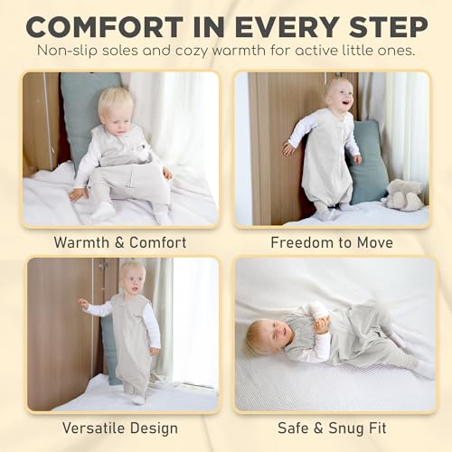 Image of Mama Cheetah Toddler Sleep Sack with Feet, 0.5 TOG Organic Cotton Baby Sleeping Bag with Legs, Baby Wearable Blankets for Walkers w / 2-Way Zipper, Baby Sleep Sack for Girls & Boys, Early Walker 3-4 T