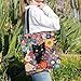 THISFIND Black Cat Floral Canvas Tote Bag – Double-Sided Printed Artistic Shoulder Bag with Button Closure, Whimsical Boho Flower Pattern for Daily Use or Gift