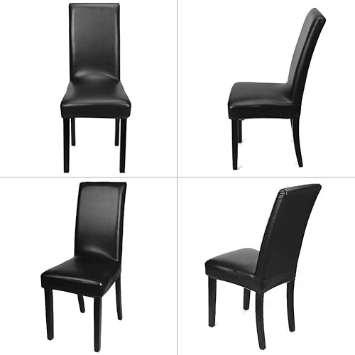 Miniatura 6 de Fuloon Fundas para sillas de comedor, funda de piel sintética sólida, impermeable y resistente al aceite, funda protectora elástica para sillas de