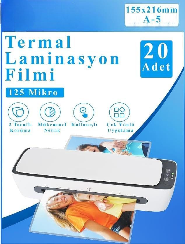 Laminasyon Filmi Parlak A5 20'li 1 Paket 125 Mikron Laminasyon Kaplama Pvc Kaplama Poşeti 20 Adet