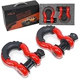HELIX 牽引シャックル 4.75ton 鍛造シャックル牽引フック Dリング シャックル マウント 二重保護 高強度 車両 [赤黒] [2個セット]