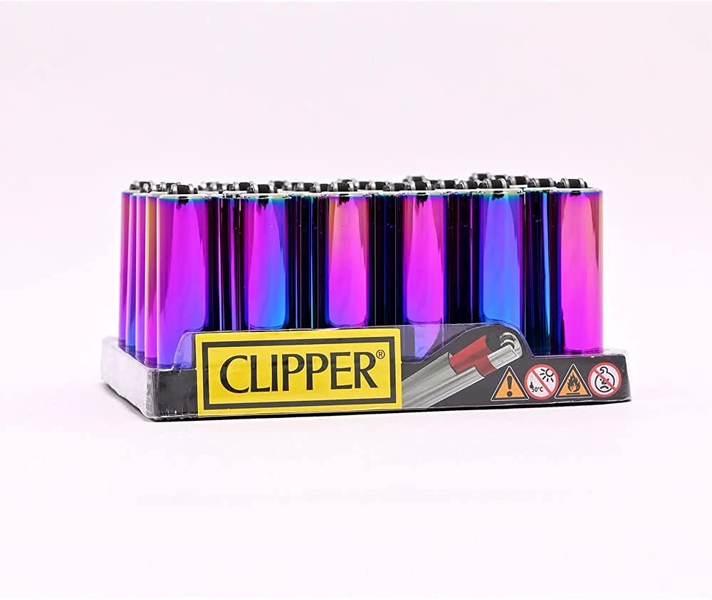 1 x CLIPPER MINI LIGHTER METAL SHINNY TOUCH COVER RAINBOW ICY COLOUR