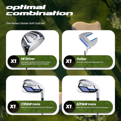 Image of 5 /6 /7 Pieces Kids Golf Clubs Set - Youth Golf Clubs Junior Set Ages 3-14 Includes Stand Bag, 1# Driver, 5# Hybrid, 7#, PW# Irons and Putter Right /Left Hand for Boys Girls