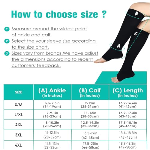 Image of bropite 2 /3 Pairs Open Toe Compression Socks for Women, Support for Travel, Nurse&Swelling