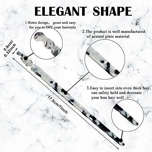 Acetate Hair Sticks 6 Pieces Tortoise Shell Hairpin Chopsticks Hair Accessories Leopard Print Hair Pins Retro Chinese Hairpins for Women and Girls