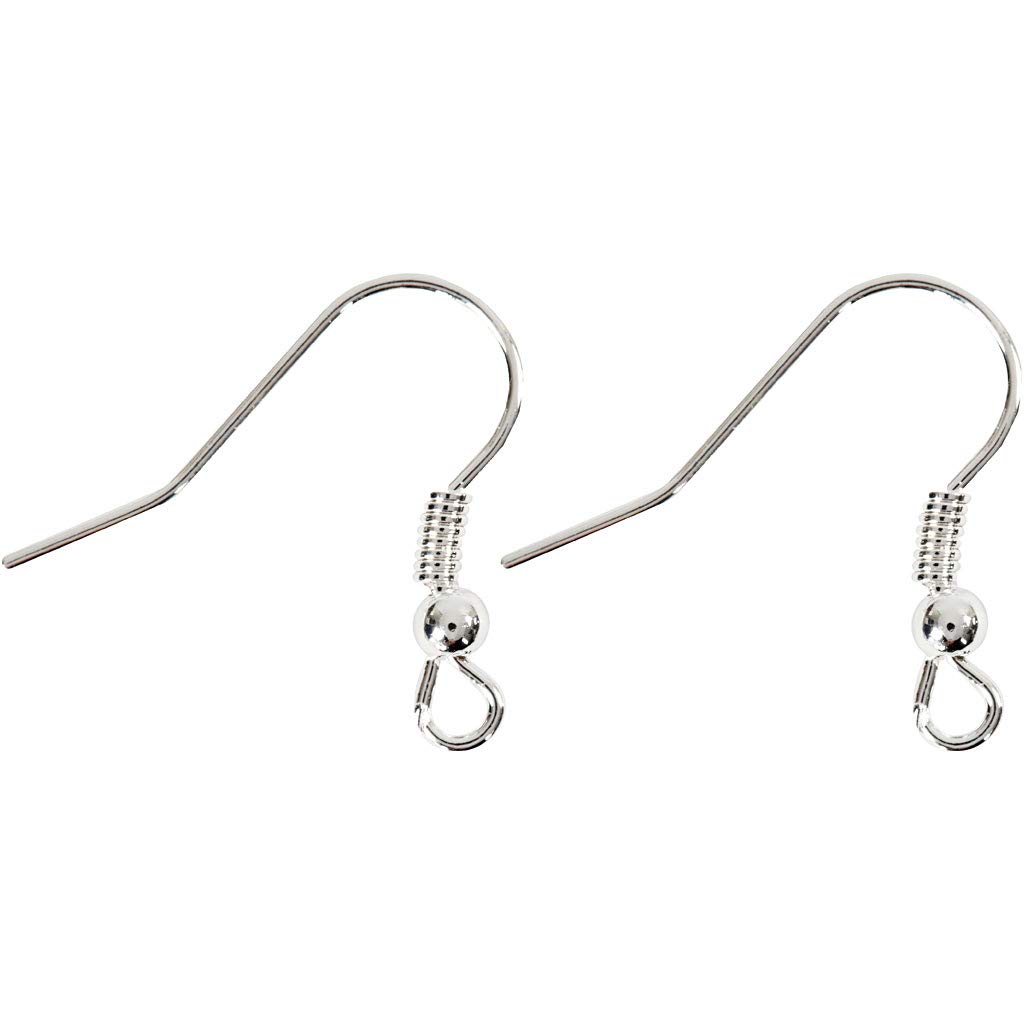CreativFrench Ear Wires, 18 mm, silver-plated, SP, 10 pcs