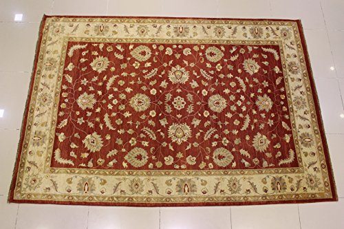 6'5 X 9'3 Double Knot Ziegler Chobi Design Area Rug With Wool Pile - | A 6X9 Large Rug | An Authentic Hand Knotted Chobi Ziegler Rug Made With Vegetable Dyes #TOP1