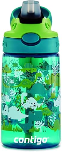 Miniatura 8 de Contigo - Botella de agua con pajilla para niños, con tapa Autospout de 14 onzas, diseño de dinosaurios