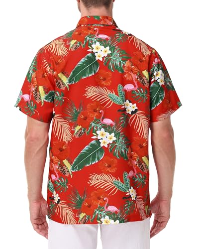 FISHEAL Men's Hawaiian Shirt Short Sleeves, Casual Hawaii Button Down Beach Tropical Shirts for Mens Summer Trip Vacation2