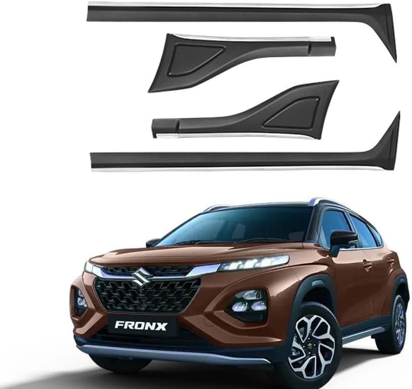 Car Side Cladding Beading Moulding Door Guard for Maruti Suzukii FronX 2023 Onwards | Body Side Protector with 3M Adhesive Tape | Plastic Black Finish | Set of 4 Pieces