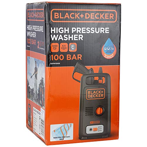 Black+Decker 1300W 100 Bar Pressure Washer For Home, Garden And Cars, Black/Orange - Bxpw1300E-B5