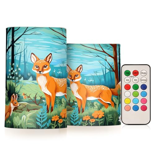 ALAZA Fox8 Flickering Flameless Candles Battery Operated with Remote Timer,Tea Light Candles LED Pillar Votive Candles Set of 2 for Outdoor Indoor Decorations