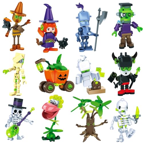 JOLCEEY Halloween Building Blocks, 12 Style Mini Building Brick for Party Favor Stacking Blocks Toys for Trick or Treat Classroom Rewards Party Games Toys Goody Bag Fillers