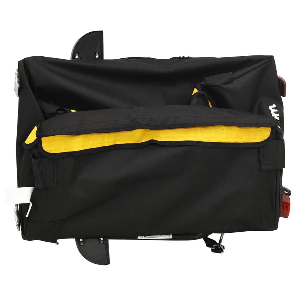 vidaXL Remorque de Vélo, Chariot de Transport avec Barre, Remorque de Bicyclette avec Drapeau Jardin Extérieur, Noir et Jaune 30 kg Fer