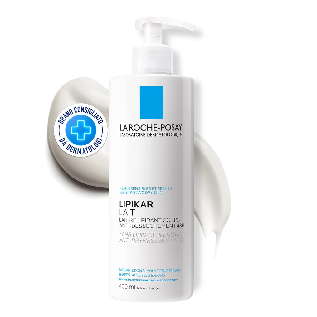 La Roche-Posay Lipikar Latte Corpo, Crema Corpo Idratante, Adatta a Pelli Sensibili, Effetto Anti-Secchezza, Risultato Idratante, Formula con Niacinamide e Burro di Karité, 400ml