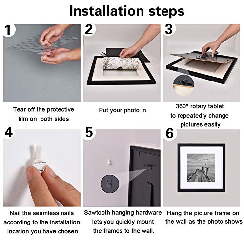 Framics 4 Pack 12X12 Picture Frames, Display 8X8 Photo With Picture Mat, Black Picture Frames Made Of Solid Wood For Wall Mounting Or Table Top, Mounting Hardware Included #TOP5