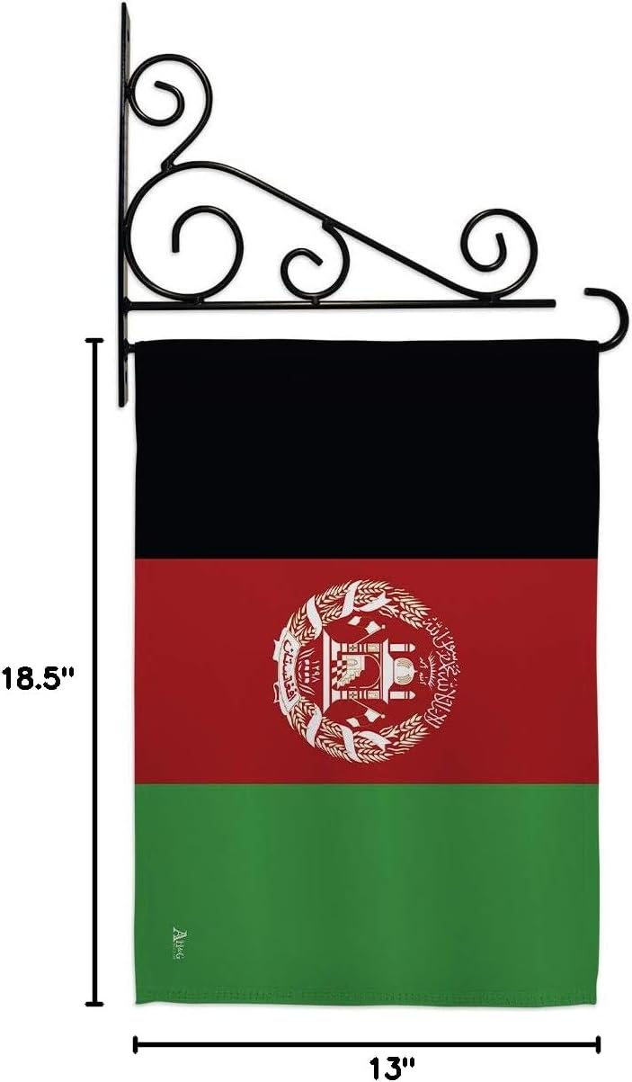 Afghanistan Garden Flag Set Wall Holder Regional Nationality Nation International World Country Particular Area Small Decorative Gift Yard House Banner Made In USA 13 X 18.5
