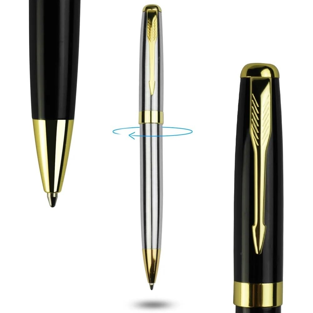 Metalowy długopis, czarny atrament, średni punkt, 1,0 mm, gładkie pisanie, chowany, biznesowy długopis (czerwony)