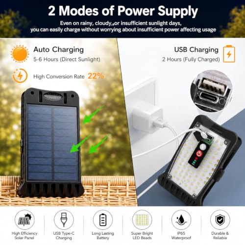 Image of Solar Light with Motion Sensor Light for Outdoor /Garden, Solar Clip Lights with inbuilt 1800MH Battery [Solar and USB Charging] (Multicolor White and Warm White)