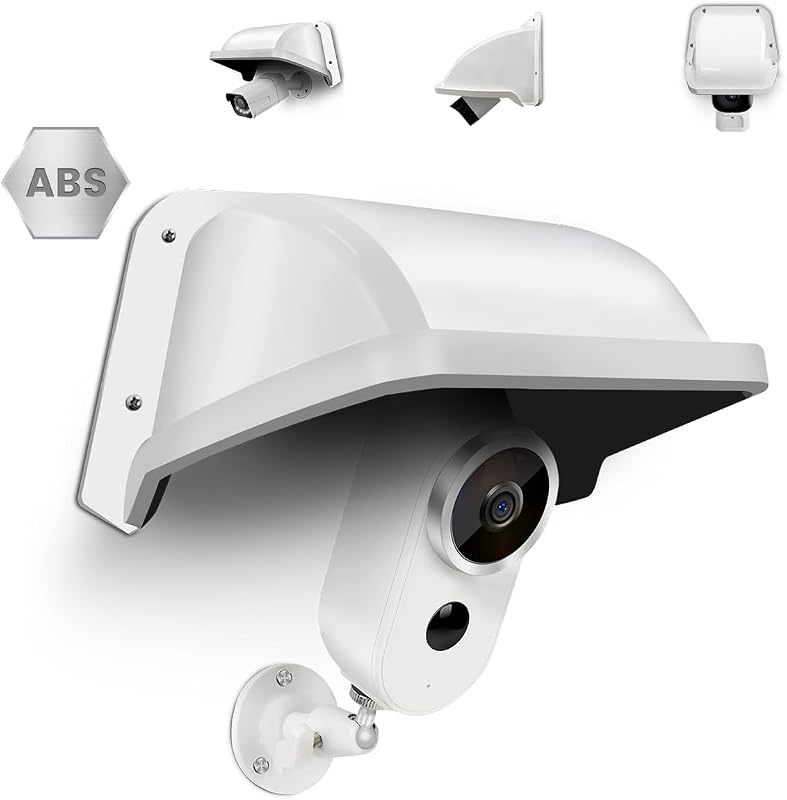 Universal Security Camera Cover Shield Sun Rain, Waterproof Protective Roof | Waterproof Protective Roof for Dome, Bullet Cameras, ABS Plastic Shade Covers (White)