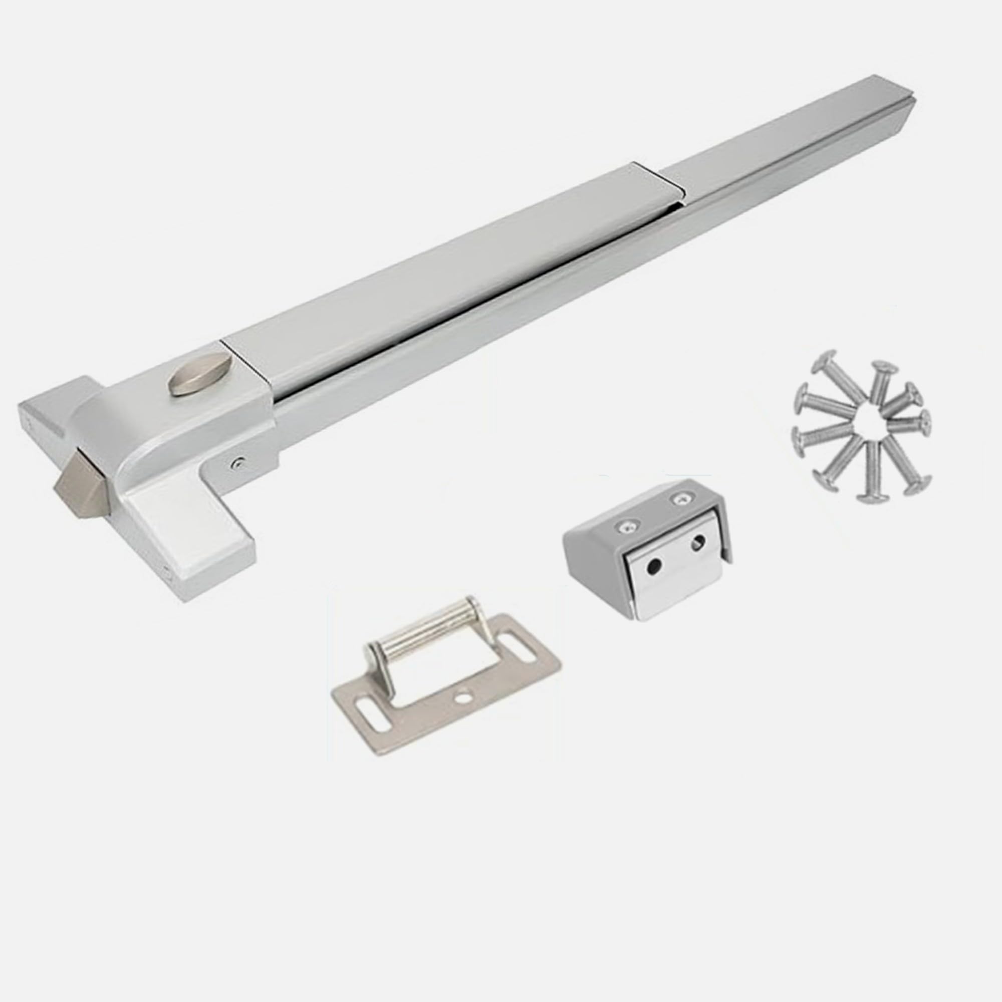 suermany 27.5" Push Bar Panic Exit Device for Commercial Doors - Hardware Lock for Wood and Metal Doors, Silver, Door push bar