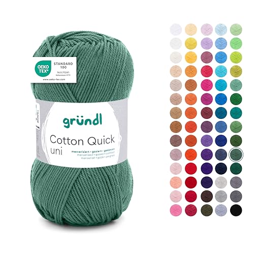 Gründl Laine Cotton Quick uni - laine fine pour crocheter - fil à tricoter – fil à crocheter – brillant et doux pour la peau – 100% coton – 1 pelote...
