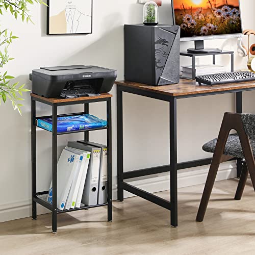 Ymyny End Table Set Of 2, Tall Telephone Table With Adjustable Mesh Shelf, 2 Tiers Side Table For Hallway Office Bedroom Living Room, Industrial Design, Small Coffee Table, Rustic Brown, Hst005H-2 #TOP4