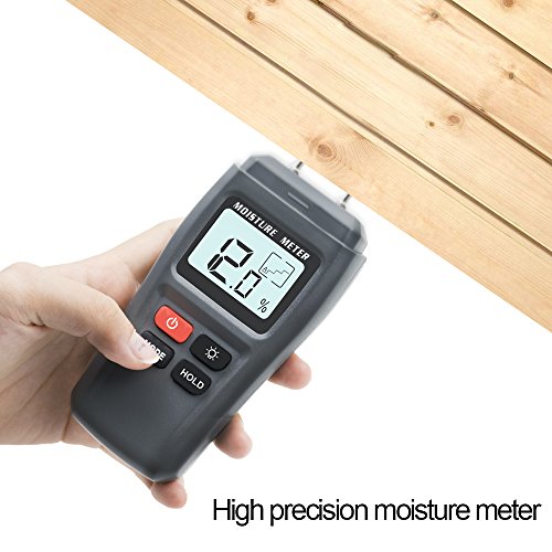 ERAY Digital Moisture Meter for Wood with Backlight LCD, Pin Type, Measure Firewood/Furniture/Floor/Trees Moisture Content - Battery Included