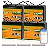 ECO-WORTHY 12V 400Ah (4Pack 100Ah）LiFePO4 Lithium Battery with Bluetooth, Low-Temp Protection, Up to 15000 Deep Cycles, Built-in BMS, for Trolling Motor, Off-Grid Solar System, RV, Scooter