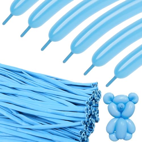 Image of Long Balloons - Baby Blue 260 Balloons for Balloon Arch & Party Decor, 100 | Baby Blue long balloons for tying balloon arch & birthday party decorations, thick latex & easy to inflate, great for birthd