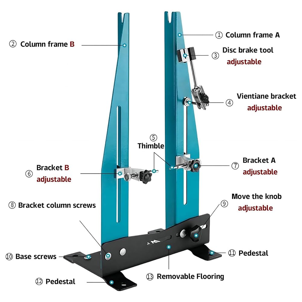 Support De Réparation De Vélos, Porte-Parcours De Réglage des Roues Légères, Support De Truminage De Roue À Vélo Professionnel, Outil De Réparation D'alignement De La Roue De Vélo Réglable