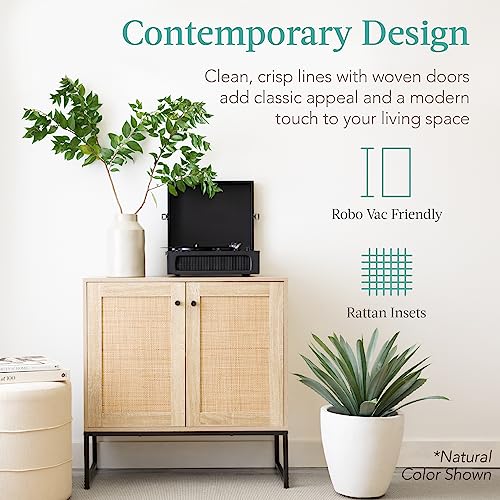 Best Choice Products SKY6513 2-Door Rattan Storage Cabinet, Accent Furniture, Multifunctional Cupboard For Living Room, Hallway, Kitchen, Sideboard, Buffet Table W/Non-Scratch Foot Pads thumb #4