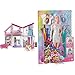 Barbie Playset Casa di Malibu a 2 Piani con 6 Stanze Trasformabili e Tantissimi Accessori & Bambola Capelli Fantasia A Tema Unicorni E Sirene con Accessori, Giocattolo Per Bambini 3+ Anni, GHN04