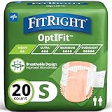 FitRight OptiFit Extra Adult Briefs, Incontinence Diapers with Tabs, Moderate Absorbency, Small, 20 to 32