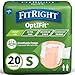FitRight Extra Adult Briefs with Tabs, Moderate Absorbency, Small, 20"-33" (Pack of 20)