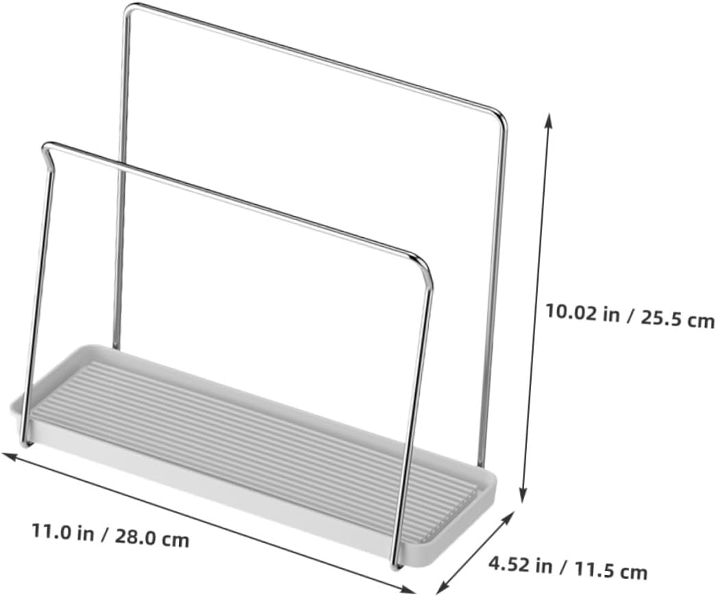 Double-bar Stainless Steel Sink Organizer with Draining Rack for Dish Cloth and Sponge Storage Kitchen Hanging Holder for Cleaning Supplies White Kitchen Rack