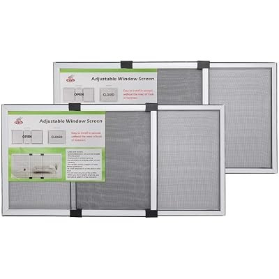 FLYZZZ Adjustable Sliding Window Screen Horizontal (15.74 ''H x 21-40''W) 2 Packs Expandable Window Screen Replacement for Home Medium