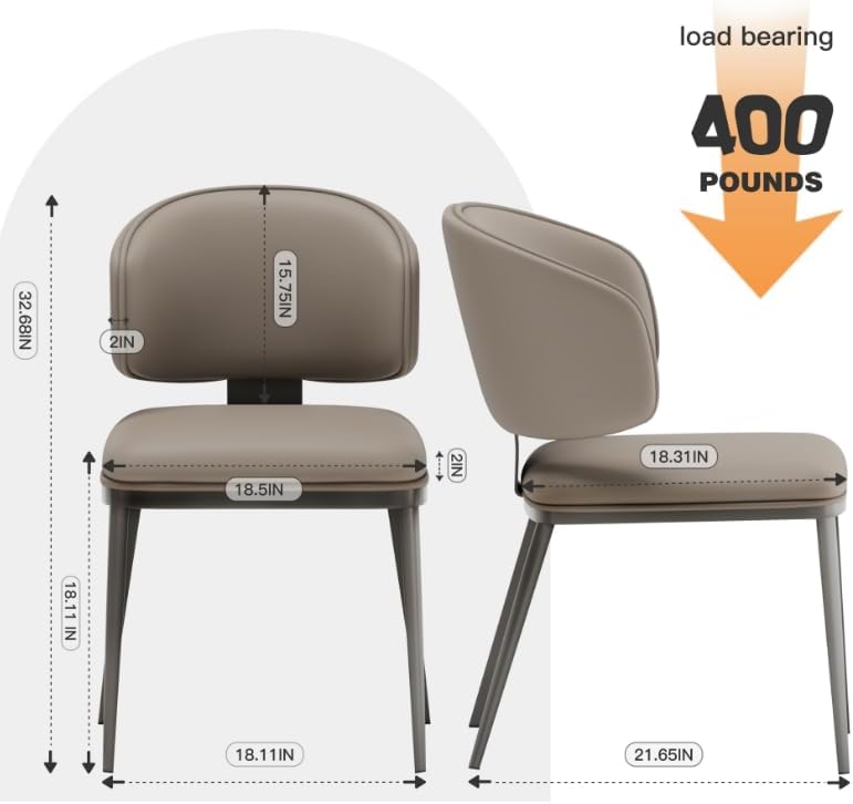 Miniatura 2 de Juego de 2 sillas de comedor modernas con respaldo alto, cómodas, modernas sillas tapizadas de cocina con patas de metal para sala de estar (café