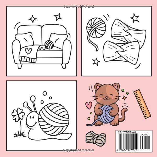 Cozy Knits Coloring Book: 30 Bold & Easy Handdrawn Designs for Daily Coloring Fun | Relaxing Activity for Adults and Kids: Knit and Yarn Coloring Book: Bold and Easy Coloring Book Inspired by Knitting image 3