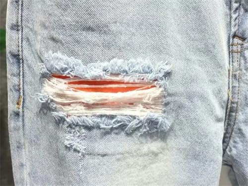 Men's Hip Hop Harem Cropped Light Blue Trousers Jeans with Holes3