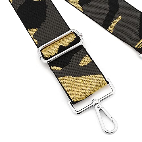 Image of Silvery Buckles Wide Shoulder Strap Adjustable Replacement Belt Crossbody Canvas Bag Handbag