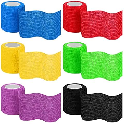 Heyu-Lotus 6 Pack Cohesive Bandages 5cm x 4.5m Vet Wrap Self Adherent Bandages Elastic Cohesive Tapes Pet Bandage Wraps for Dogs and Cats, Assorted Colours (M) Cover