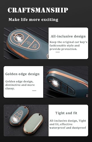 Miniatura 7 de SANRILY Funda de llave inteligente de TPU suave con borde dorado para Mercedes Benz Clase S W223Nuevo S580, Clase G Clase E 2022 2021 Funda para