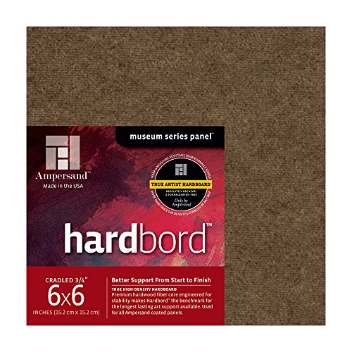 Image of Ampersand Art Supply Hardboard Wood Painting Panel: Museum Series Hardbord, 6 inch x 6 inch, 3 /4 Inch Cradled Profile