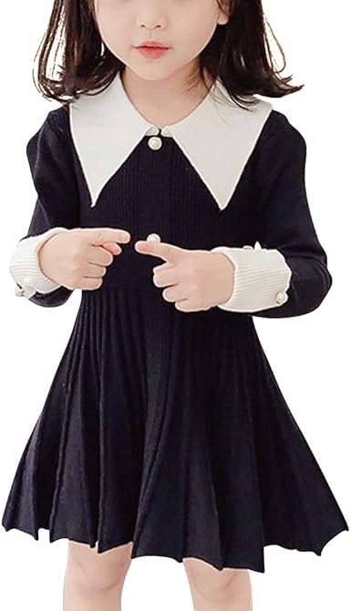 Phorecys Robe Plissee A Manches Longues En Tricot Solide Pour Filles De 2 A 8 Ans Amazon Fr Vetements