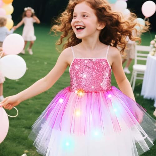 Nicute Princess Dresses Light Up Sparkly Sequin Tulle Dress Glow Birthday Party Prom Outfit for Women3